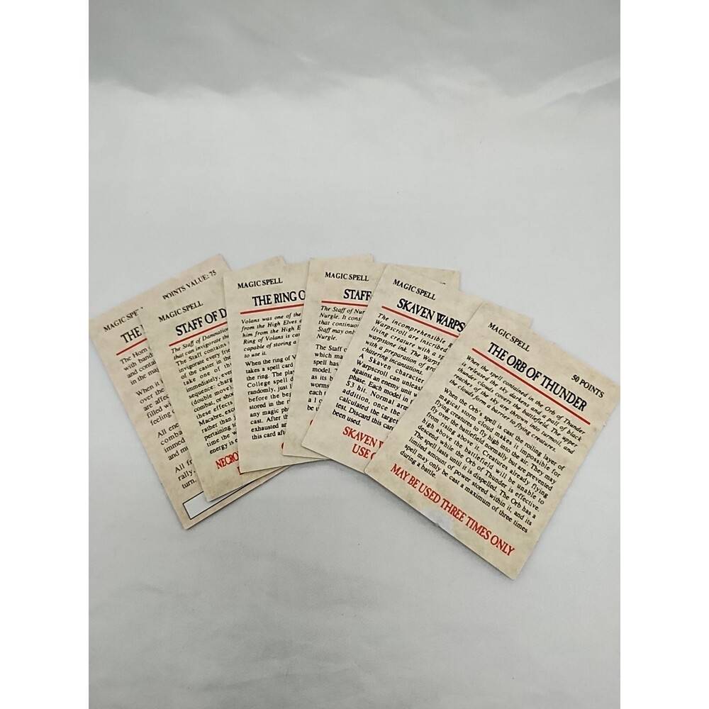 Lot Of (6) Warhammer Fantasy Magic Item Spell Cards